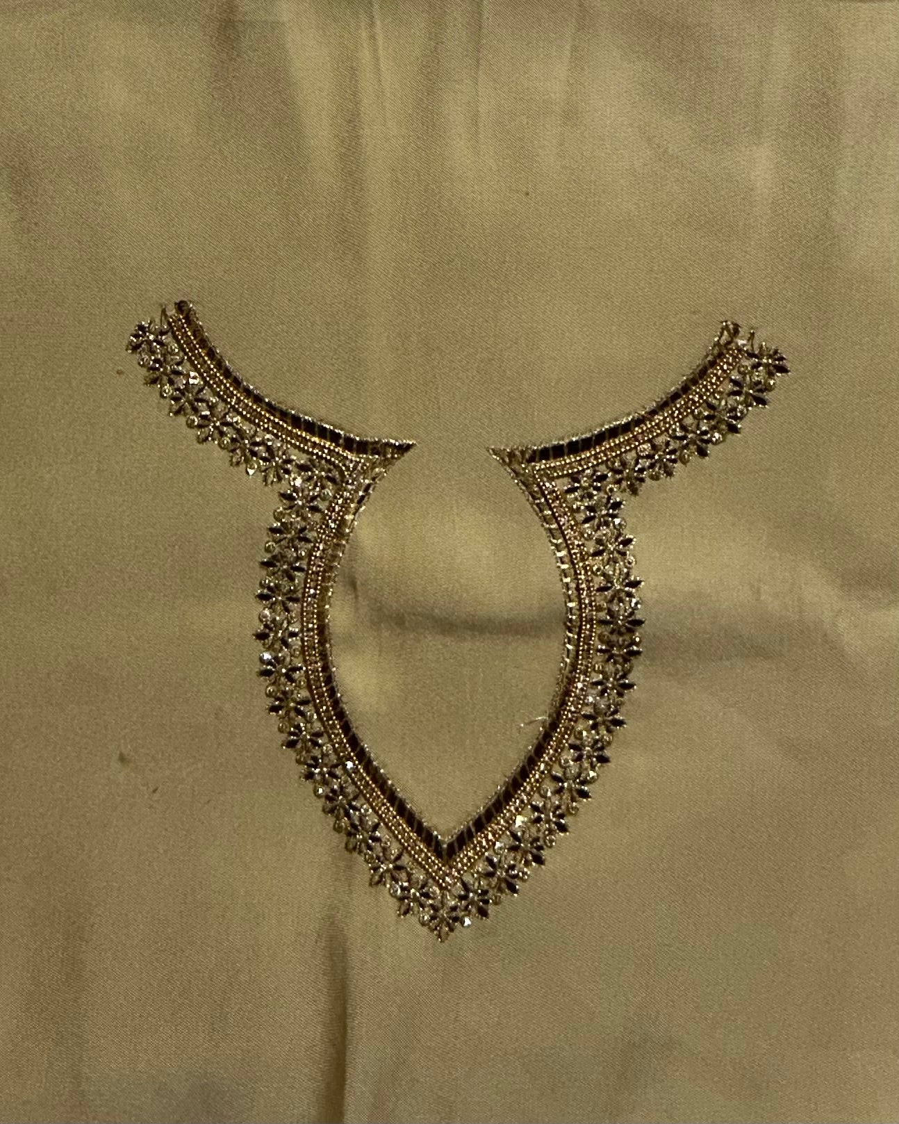 Silk Blouse material with work - Golden