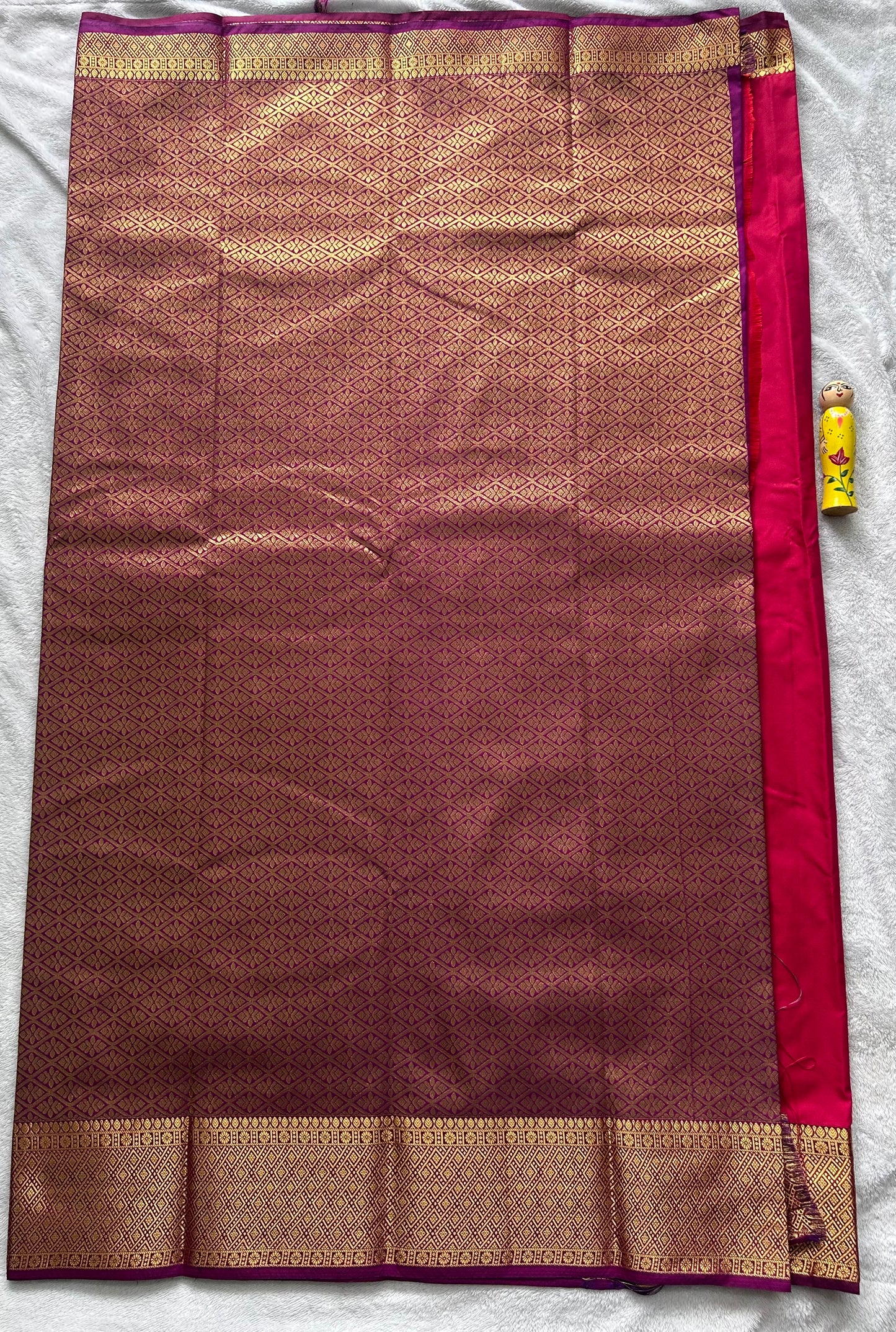 Red with Purple blouse Kanchipuram handloom soft silk saree