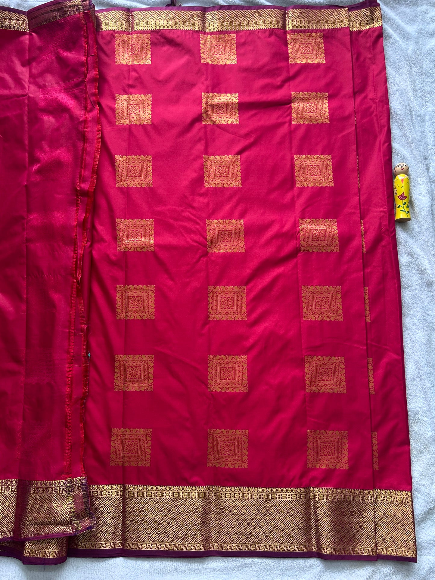Red with Purple blouse Kanchipuram handloom soft silk saree