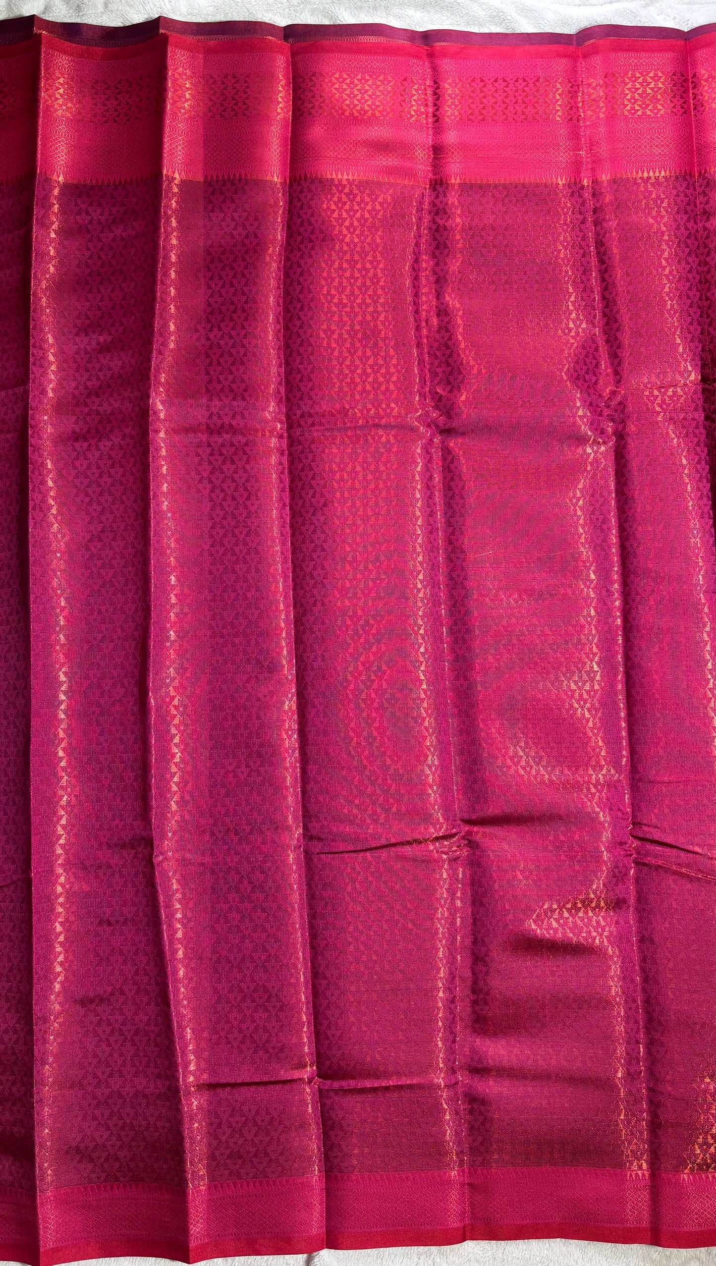 Violet with pink contrast blouse semi silk saree