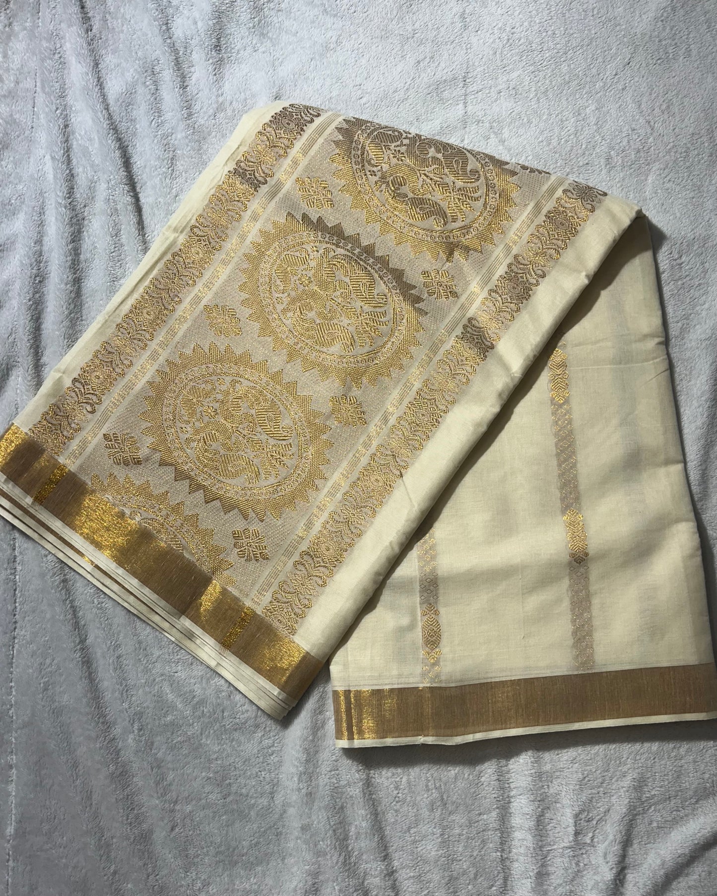 Onam special collection Kerala saree with Rich Pallu with peacock design and with blouse