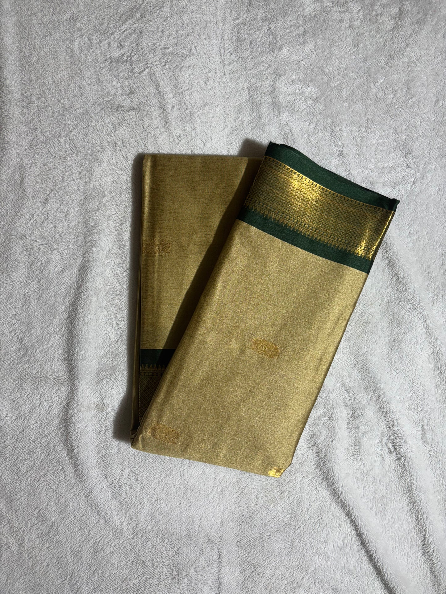 Tussar with bottle green silk cotton saree