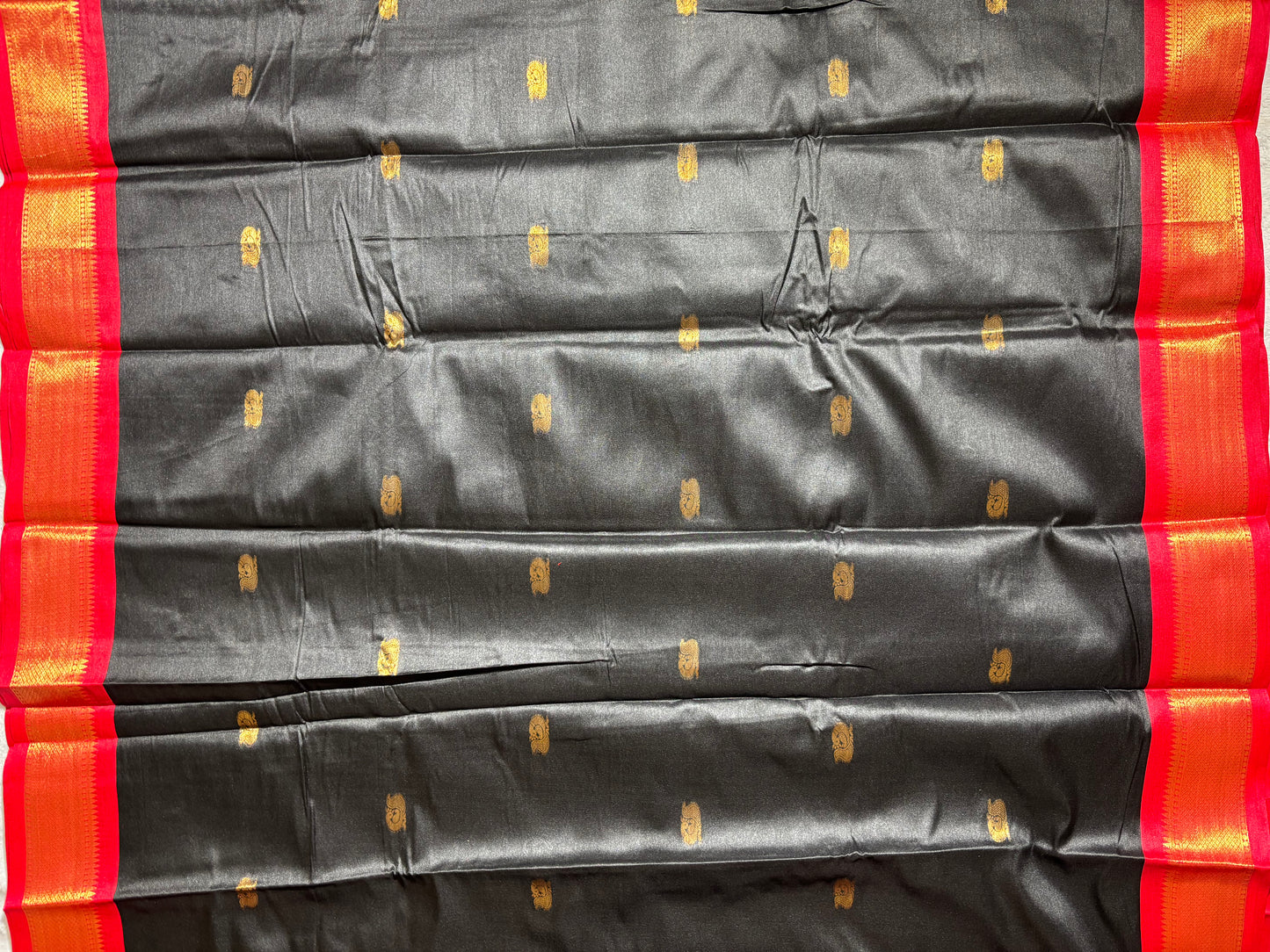 Black with Red silk cotton saree