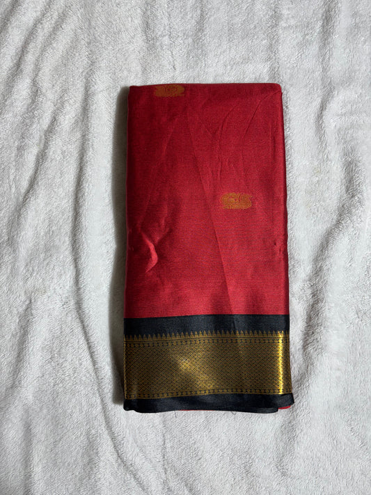 Maroon with Black silk cotton saree