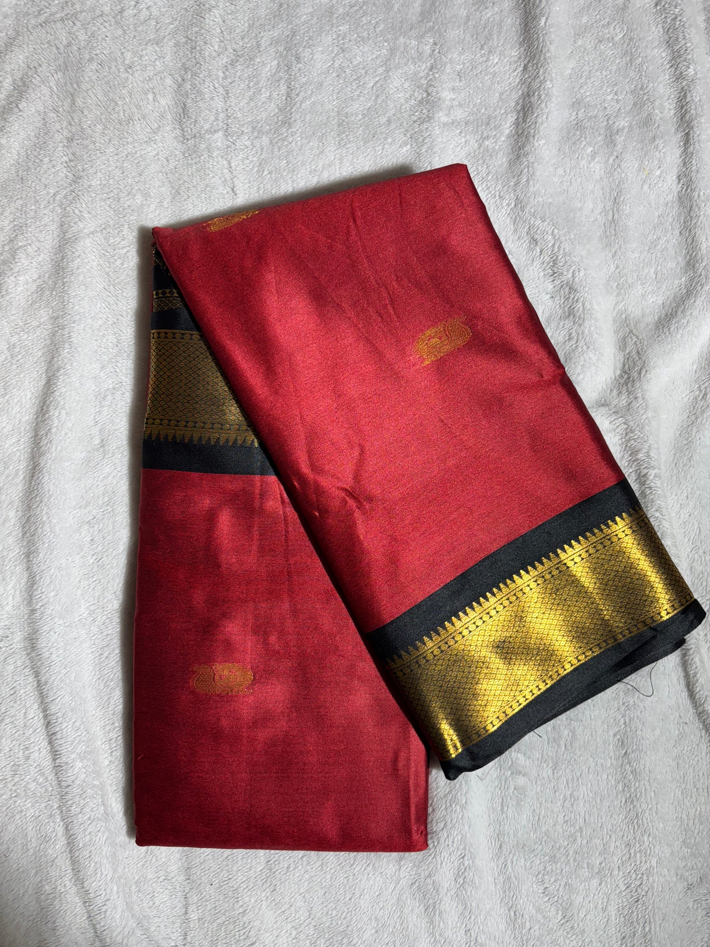 Maroon with Black silk cotton saree
