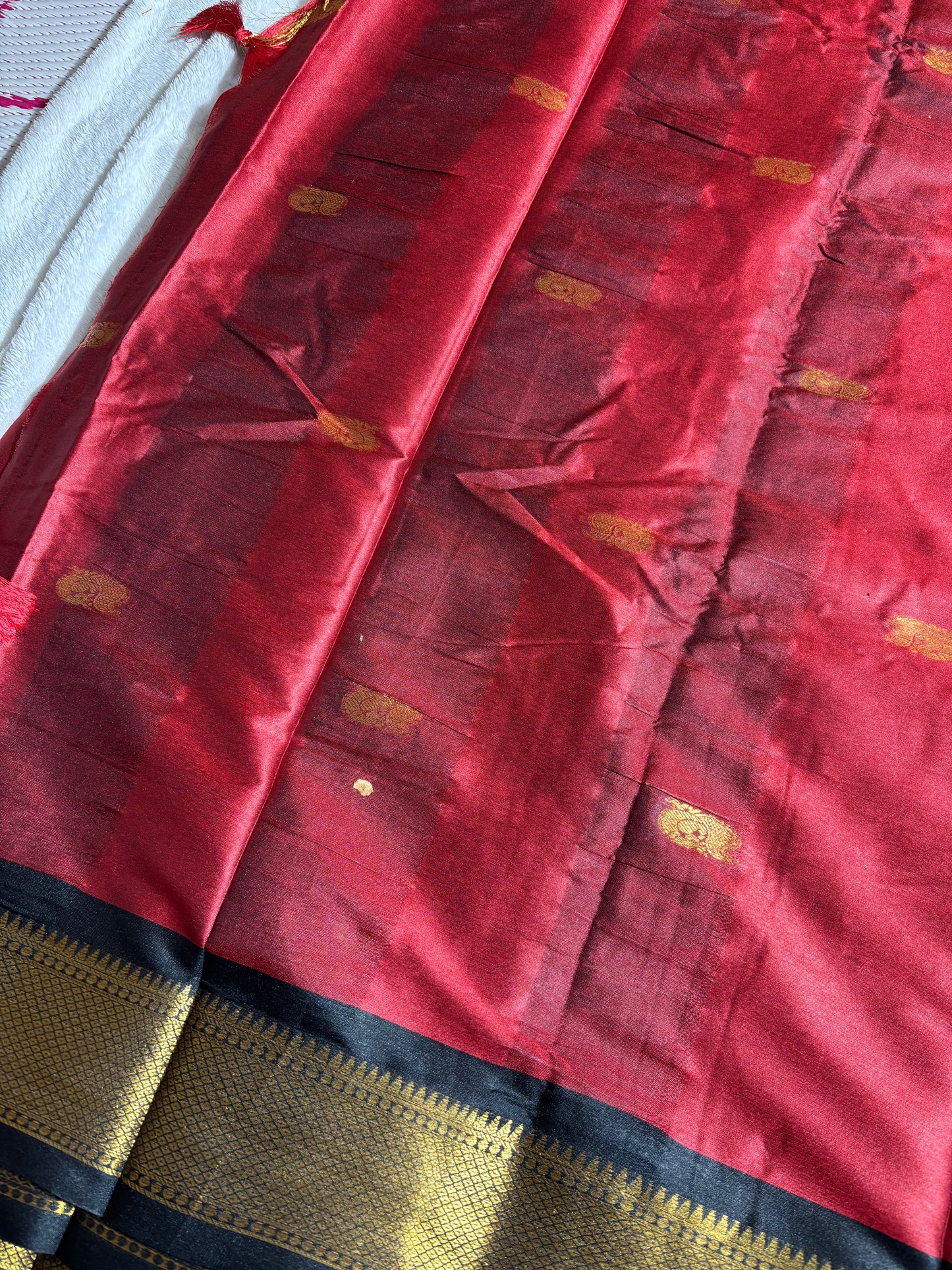 Maroon with Black silk cotton saree
