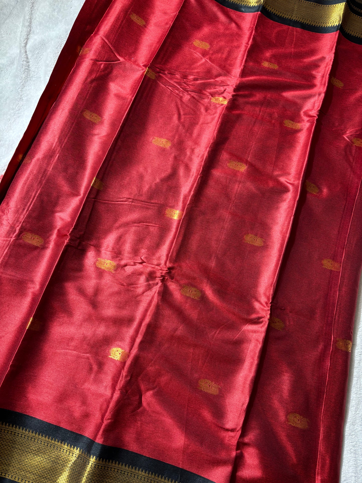 Maroon with Black silk cotton saree