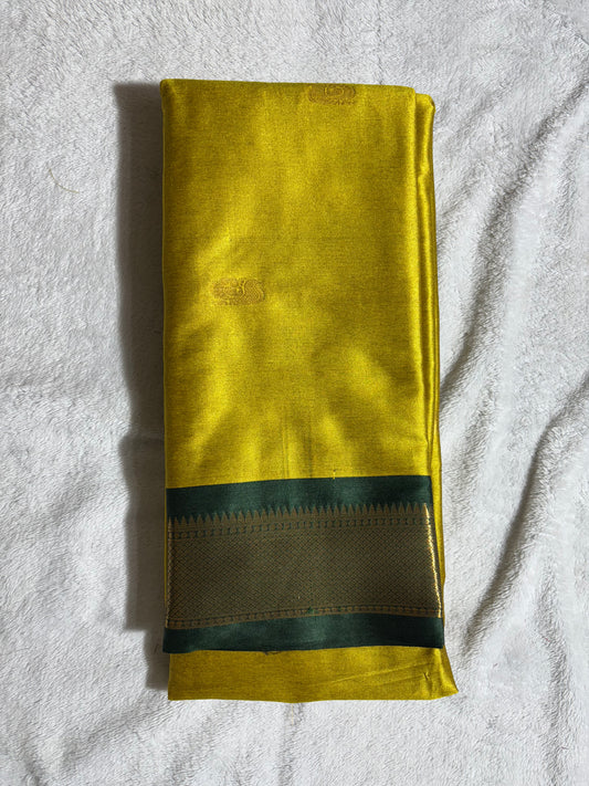 Parrot green with bottle green silk cotton saree