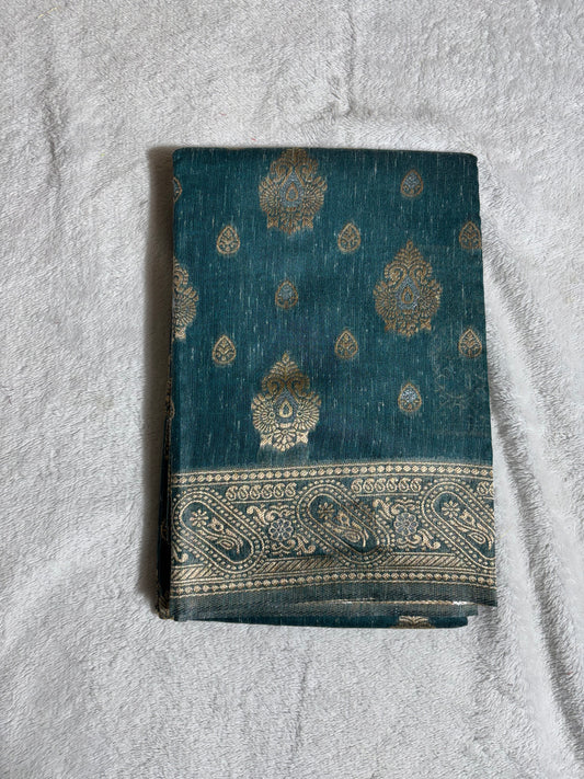 Green cotton silk saree