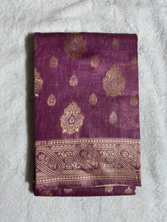 Onion pink cotton silk saree