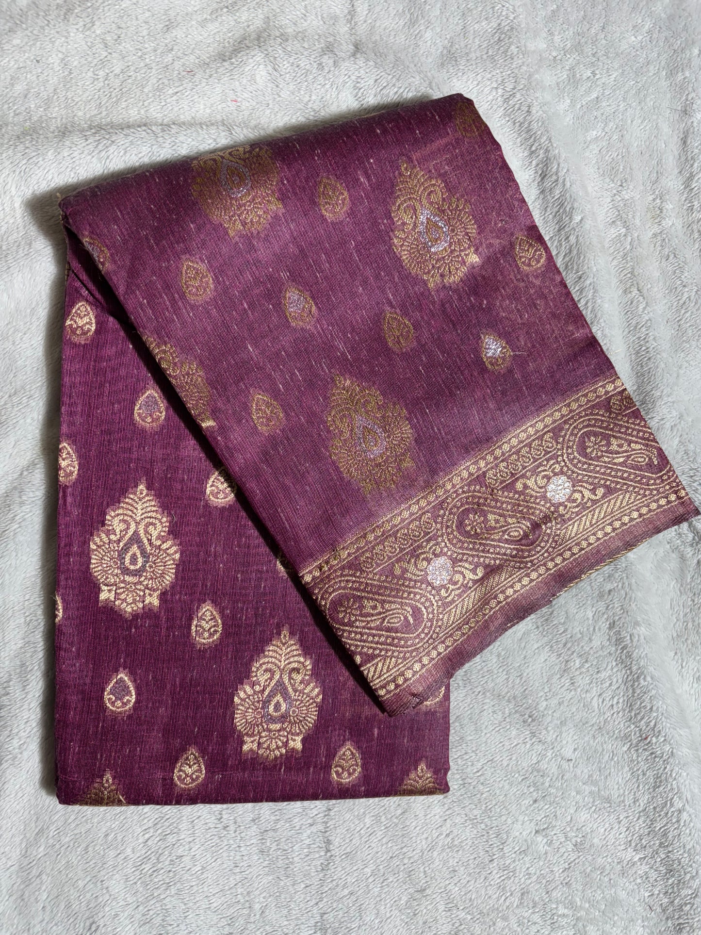 Onion pink cotton silk saree