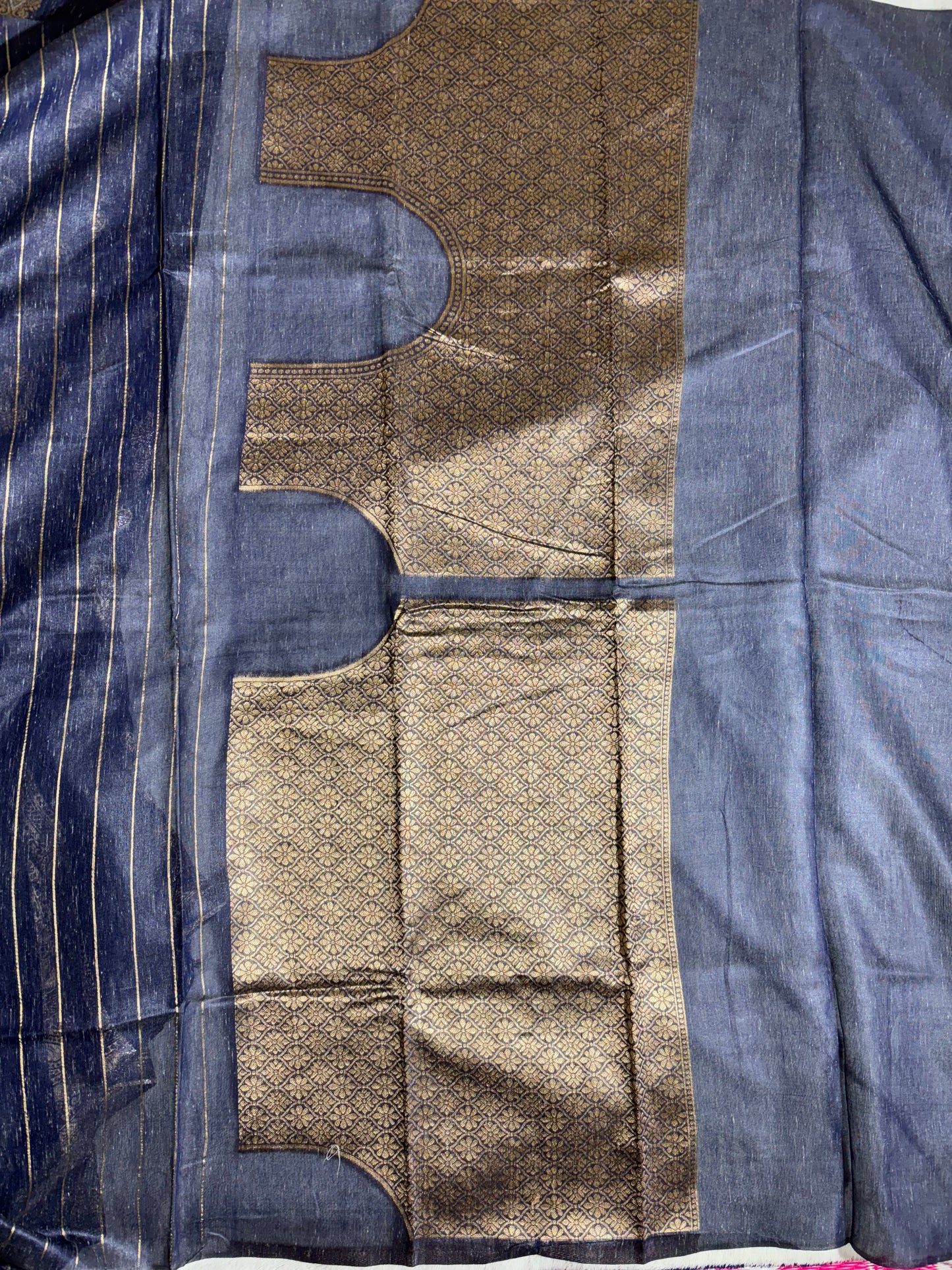 Navi blue cotton silk saree