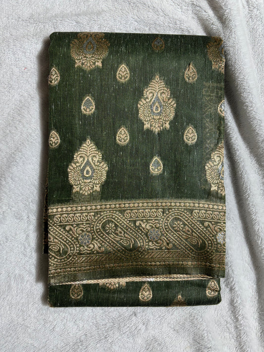 Mehendi green cotton silk saree