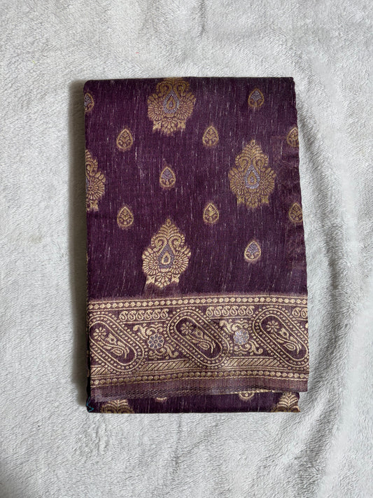 Violet cotton silk saree