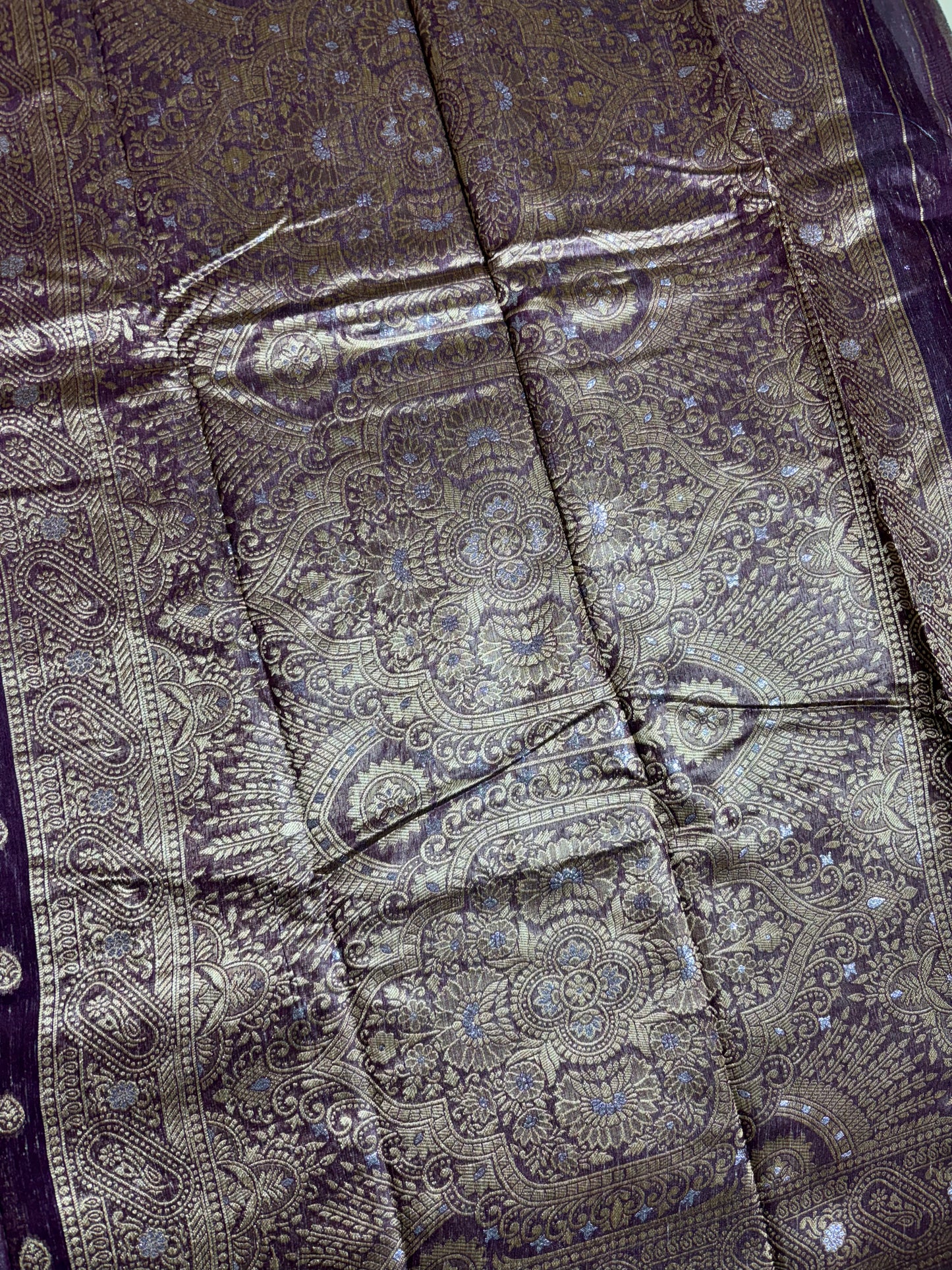 Violet cotton silk saree