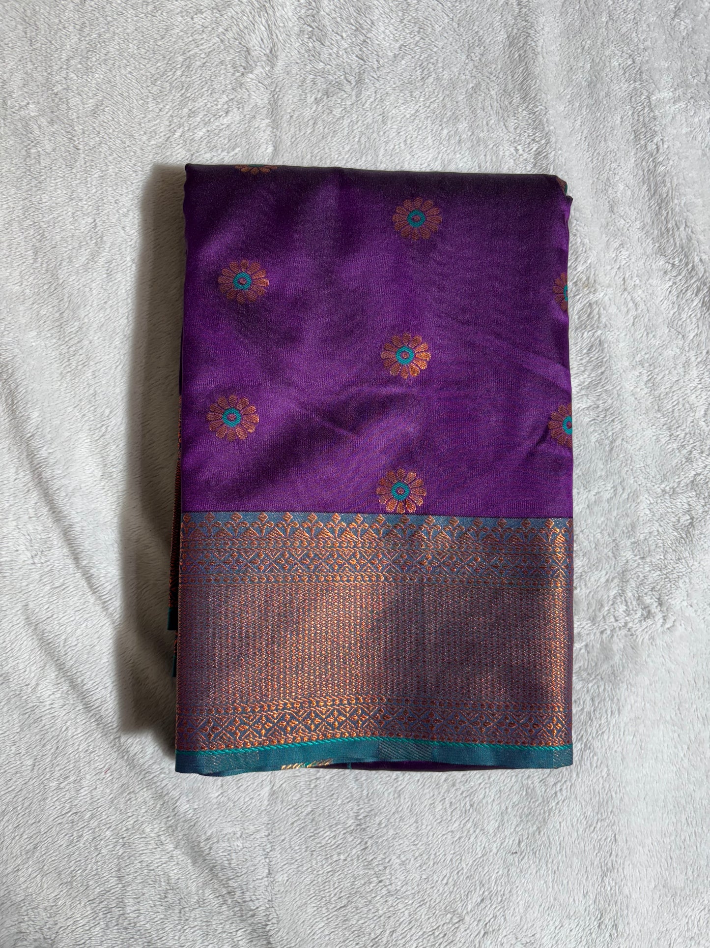 Purple with Green soft silk saree