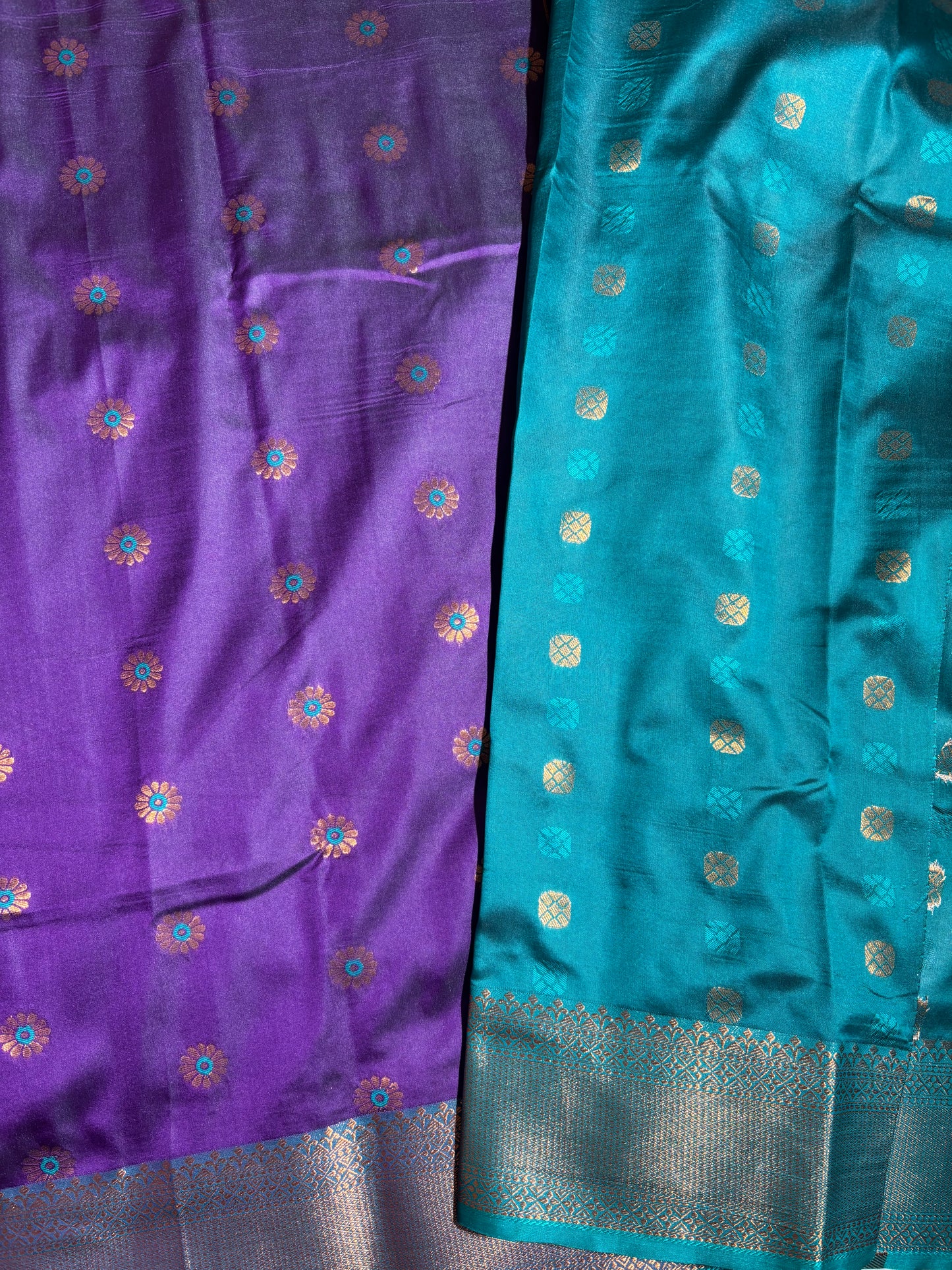 Purple with Green soft silk saree
