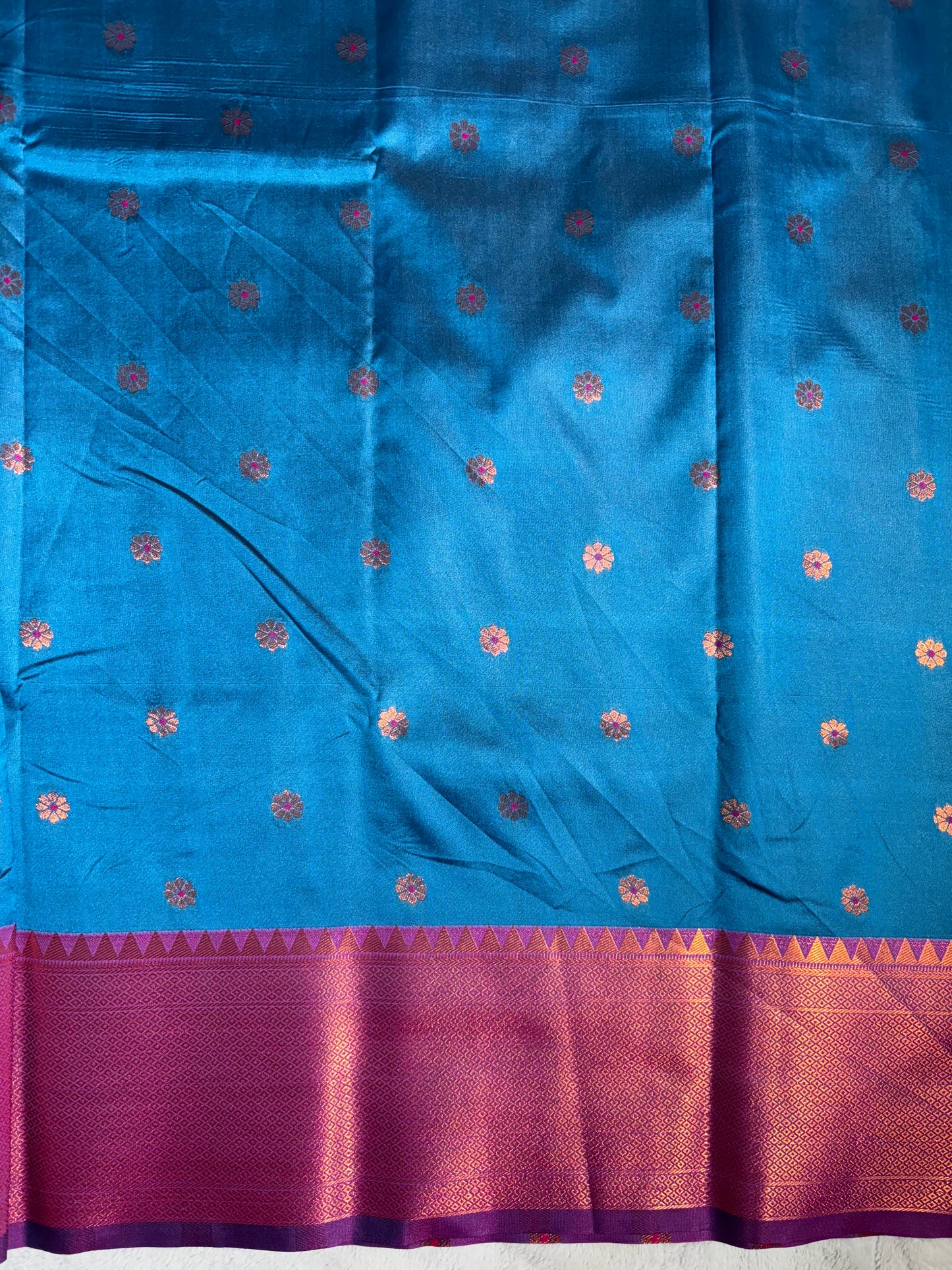 Blue with Maroon soft silk saree