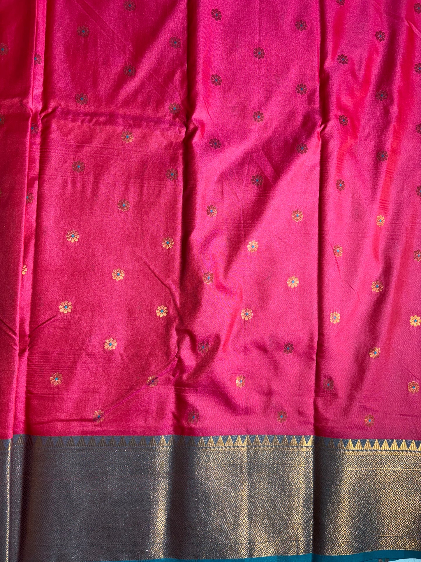 Red with Green soft silk saree